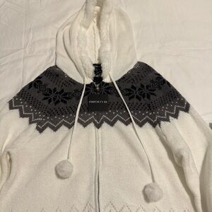 Ardene White and Gray Hooded Cardigan